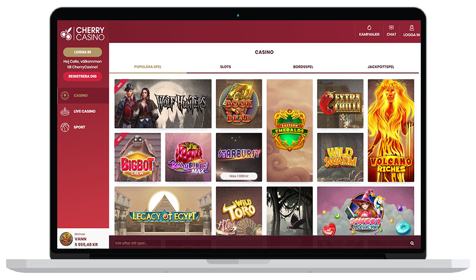 cherry casino website laptop bonus